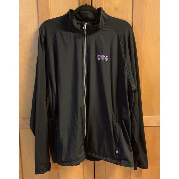 Cutter & Buck TCU Jacket 2XL Womens Black w/ Purple & White Logo Zipper - Picture 1 of 7